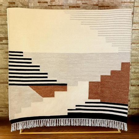 Minimalist Handmade Natural Cotton Dhurrie For Living Room